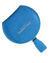 Dolce & Gabbana Blue Calfskin Leather Round Logo Hand Mirror Holder -   -  Dolce & Gabbana.